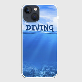 Чехол для iPhone 13 mini с принтом Дайвинг в Кировске,  |  | coral reef | diver | diving | underwater | вода | водолаз | волна | дайвер | коралловые рифы | море | ныряние | океан | подводный мир