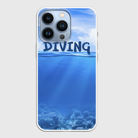 Чехол для iPhone 13 Pro с принтом Дайвинг в Кировске,  |  | coral reef | diver | diving | underwater | вода | водолаз | волна | дайвер | коралловые рифы | море | ныряние | океан | подводный мир