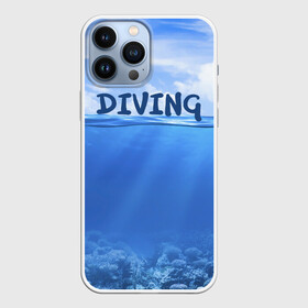 Чехол для iPhone 13 Pro Max с принтом Дайвинг в Кировске,  |  | coral reef | diver | diving | underwater | вода | водолаз | волна | дайвер | коралловые рифы | море | ныряние | океан | подводный мир