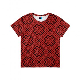 Детская футболка 3D с принтом Обережная Вышивка в Кировске, 100% гипоаллергенный полиэфир | прямой крой, круглый вырез горловины, длина до линии бедер, чуть спущенное плечо, ткань немного тянется | 