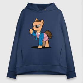 Женское худи Oversize хлопок с принтом My Strange Pony в Кировске, френч-терри — 70% хлопок, 30% полиэстер. Мягкий теплый начес внутри —100% хлопок | боковые карманы, эластичные манжеты и нижняя кромка, капюшон на магнитной кнопке | my little pony | stranger things | дружба | мой маленький пони | очень странные дела