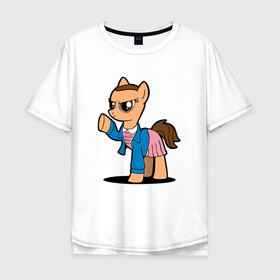 Мужская футболка хлопок Oversize с принтом My Strange Pony в Кировске, 100% хлопок | свободный крой, круглый ворот, “спинка” длиннее передней части | my little pony | stranger things | дружба | мой маленький пони | очень странные дела