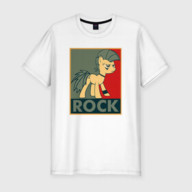 Мужская футболка премиум с принтом Rock в Кировске, 92% хлопок, 8% лайкра | приталенный силуэт, круглый вырез ворота, длина до линии бедра, короткий рукав | my little pony | rock | дружба | мой маленький пони | рок