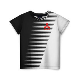 Детская футболка 3D с принтом MITSUBISHI SPORT в Кировске, 100% гипоаллергенный полиэфир | прямой крой, круглый вырез горловины, длина до линии бедер, чуть спущенное плечо, ткань немного тянется |  машина | марка | митсубиси