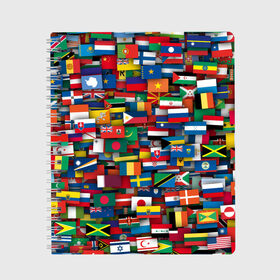 Тетрадь с принтом Флаги всех стран в Кировске, 100% бумага | 48 листов, плотность листов — 60 г/м2, плотность картонной обложки — 250 г/м2. Листы скреплены сбоку удобной пружинной спиралью. Уголки страниц и обложки скругленные. Цвет линий — светло-серый
 | Тематика изображения на принте: интернационал | мир | паттерн | флаг