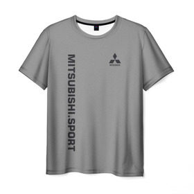 Мужская футболка 3D с принтом MITSUBISHI SPORT в Кировске, 100% полиэфир | прямой крой, круглый вырез горловины, длина до линии бедер | Тематика изображения на принте:  машина | марка | митсубиси