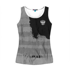 Женская майка 3D с принтом Russia Sport collection Gray в Кировске, 100% полиэстер | круглая горловина, прямой силуэт, длина до линии бедра | abstraction | grunge | russia | sport | абстракция | герб | краска | русский | символика рф | спорт | спортивный | триколор | униформа | форма | я русский