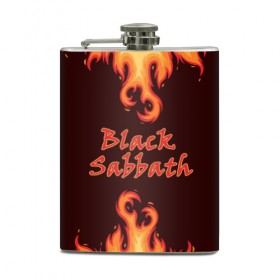 Фляга с принтом Black Sabbath в Кировске, металлический корпус | емкость 0,22 л, размер 125 х 94 мм. Виниловая наклейка запечатывается полностью | Тематика изображения на принте: rock | группы | дым | металл | музыка | огонь | пламя | рок | рокер | тяжелый