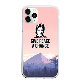 Чехол для iPhone 11 Pro матовый с принтом Give Peace a Chance в Кировске, Силикон |  | битлз | горы | джон леннон | ленон | мир | песня | цитаты | шанс