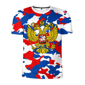 Мужская футболка 3D спортивная с принтом Russia Camouflage в Кировске, 100% полиэстер с улучшенными характеристиками | приталенный силуэт, круглая горловина, широкие плечи, сужается к линии бедра | Тематика изображения на принте: 