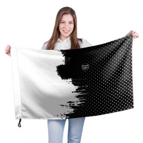Флаг 3D с принтом Arsenal uniform black 2018 в Кировске, 100% полиэстер | плотность ткани — 95 г/м2, размер — 67 х 109 см. Принт наносится с одной стороны | football | soccer | арсенал