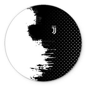 Коврик круглый с принтом Juventus uniform black 2018 в Кировске, резина и полиэстер | круглая форма, изображение наносится на всю лицевую часть | football | soccer | ювентус