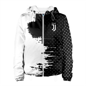 Женская куртка 3D с принтом Juventus uniform black 2018 в Кировске, ткань верха — 100% полиэстер, подклад — флис | прямой крой, подол и капюшон оформлены резинкой с фиксаторами, два кармана без застежек по бокам, один большой потайной карман на груди. Карман на груди застегивается на липучку | football | soccer | ювентус