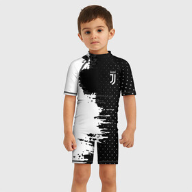 Детский купальный костюм 3D с принтом Juventus uniform black 2018 в Кировске, Полиэстер 85%, Спандекс 15% | застежка на молнии на спине | football | soccer | ювентус