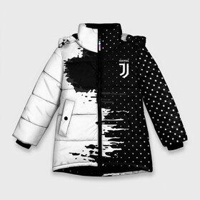 Зимняя куртка для девочек 3D с принтом Juventus uniform black 2018 в Кировске, ткань верха — 100% полиэстер; подклад — 100% полиэстер, утеплитель — 100% полиэстер. | длина ниже бедра, удлиненная спинка, воротник стойка и отстегивающийся капюшон. Есть боковые карманы с листочкой на кнопках, утяжки по низу изделия и внутренний карман на молнии. 

Предусмотрены светоотражающий принт на спинке, радужный светоотражающий элемент на пуллере молнии и на резинке для утяжки. | Тематика изображения на принте: football | soccer | ювентус