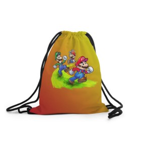 Рюкзак-мешок 3D с принтом Super Mario в Кировске, 100% полиэстер | плотность ткани — 200 г/м2, размер — 35 х 45 см; лямки — толстые шнурки, застежка на шнуровке, без карманов и подкладки | nintendo | марио | нинтендо