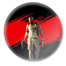 Значок с принтом Max Payne в Кировске,  металл | круглая форма, металлическая застежка в виде булавки | game | gta | max | payne | rockstar | игра | макс | пэйн