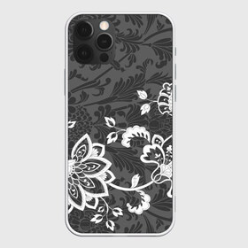 Чехол для iPhone 12 Pro Max с принтом Кружевной узор в Кировске, Силикон |  | flowers | pattern | арт | винтаж | кружева | орнамент | текстура | узор | цветы | черно белый