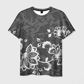 Мужская футболка 3D с принтом Кружевной узор в Кировске, 100% полиэфир | прямой крой, круглый вырез горловины, длина до линии бедер | flowers | pattern | арт | винтаж | кружева | орнамент | текстура | узор | цветы | черно белый