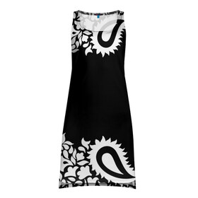 Платье-майка 3D с принтом Black&white Ornament в Кировске, 100% полиэстер | полуприлегающий силуэт, широкие бретели, круглый вырез горловины, удлиненный подол сзади. | Тематика изображения на принте: 