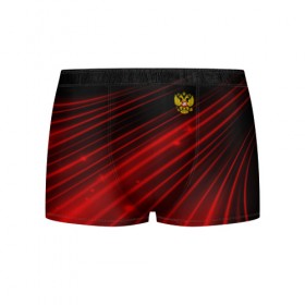 Мужские трусы 3D с принтом Russia Sport 2018 uniform в Кировске, 50% хлопок, 50% полиэстер | классическая посадка, на поясе мягкая тканевая резинка | Тематика изображения на принте: abstraction | grunge | russia | sport | абстракция | герб | краска | русский | символика рф | спорт | спортивный | триколор | униформа | форма | я русский