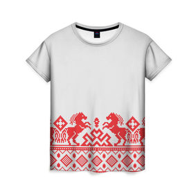 Женская футболка 3D с принтом старославянский узор 13 в Кировске, 100% полиэфир ( синтетическое хлопкоподобное полотно) | прямой крой, круглый вырез горловины, длина до линии бедер | орнамент | славянский | узор