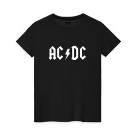 Женская футболка хлопок с принтом AC/DC в Кировске, 100% хлопок | прямой крой, круглый вырез горловины, длина до линии бедер, слегка спущенное плечо | ac dc | acdc | high voltage | ангус | металл | рок | фсвс | эй си ди си | эйсидиси | янг