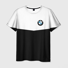 Мужская футболка 3D с принтом BMW SPORT в Кировске, 100% полиэфир | прямой крой, круглый вырез горловины, длина до линии бедер | Тематика изображения на принте: бмв | марка | машины
