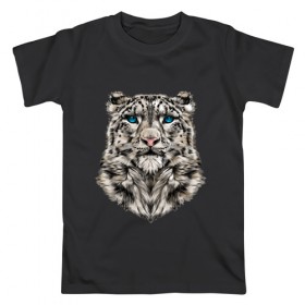 Мужская футболка хлопок с принтом Леопард в Кировске, 100% хлопок | прямой крой, круглый вырез горловины, длина до линии бедер, слегка спущенное плечо. | 