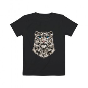 Детская футболка хлопок с принтом Леопард в Кировске, 100% хлопок | круглый вырез горловины, полуприлегающий силуэт, длина до линии бедер | 