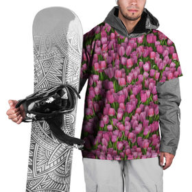 Накидка на куртку 3D с принтом Розовые тюльпаны в Кировске, 100% полиэстер |  | 