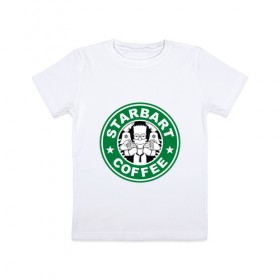 Детская футболка хлопок с принтом Starbart в Кировске, 100% хлопок | круглый вырез горловины, полуприлегающий силуэт, длина до линии бедер | Тематика изображения на принте: bart | simpsons | барт | лого | старбакс