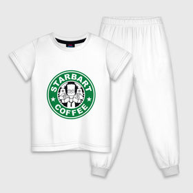 Детская пижама хлопок с принтом Starbart в Кировске, 100% хлопок |  брюки и футболка прямого кроя, без карманов, на брюках мягкая резинка на поясе и по низу штанин
 | Тематика изображения на принте: bart | simpsons | барт | лого | старбакс