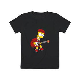 Детская футболка хлопок с принтом Bart AC/DC в Кировске, 100% хлопок | круглый вырез горловины, полуприлегающий силуэт, длина до линии бедер | Тематика изображения на принте: acdc | music | rock | simpsons | барт | гитара | группа | исидиси | музыка | рок
