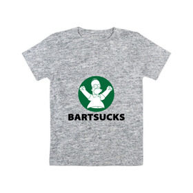Детская футболка хлопок с принтом Bartsucks в Кировске, 100% хлопок | круглый вырез горловины, полуприлегающий силуэт, длина до линии бедер | bart | homer | simpsons | барт | гомер | старбакс