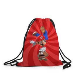 Рюкзак-мешок 3D с принтом Super Mario в Кировске, 100% полиэстер | плотность ткани — 200 г/м2, размер — 35 х 45 см; лямки — толстые шнурки, застежка на шнуровке, без карманов и подкладки | nintendo | марио | нинтендо