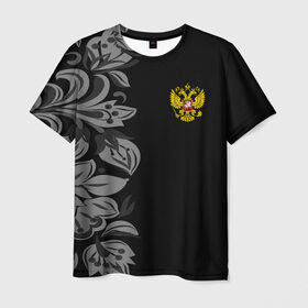 Мужская футболка 3D с принтом Russia Pattern Collection в Кировске, 100% полиэфир | прямой крой, круглый вырез горловины, длина до линии бедер | pattern | russia | герб | орел | орнамент | патриот | патриотизм | российский | россия | символика | узор | хохлома | цветы | я русский