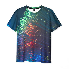 Мужская футболка 3D с принтом Огоньки в Кировске, 100% полиэфир | прямой крой, круглый вырез горловины, длина до линии бедер | огоньки | разноцветный | яркий