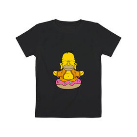 Детская футболка хлопок с принтом Гомерчик в Кировске, 100% хлопок | круглый вырез горловины, полуприлегающий силуэт, длина до линии бедер | donut | homer | simpsons | будда | гомер | пончик