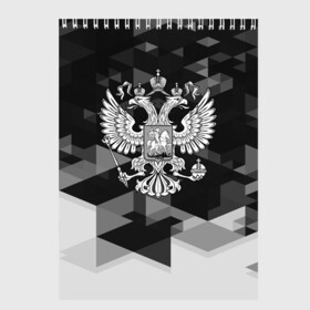 Скетчбук с принтом Russia Black&White Abstract в Кировске, 100% бумага
 | 48 листов, плотность листов — 100 г/м2, плотность картонной обложки — 250 г/м2. Листы скреплены сверху удобной пружинной спиралью | Тематика изображения на принте: russia | абстракция | арт | геометрия | герб | орел | патриот | патриотизм | российский | россия | символика | черно белый | я русский