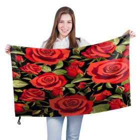 Флаг 3D с принтом Великолепные розы в Кировске, 100% полиэстер | плотность ткани — 95 г/м2, размер — 67 х 109 см. Принт наносится с одной стороны | flower | pattern | spring | букет | весна | паттерн | праздник | розы | цветочный | цветы