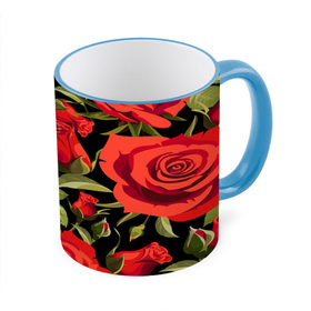 Кружка 3D с принтом Великолепные розы в Кировске, керамика | ёмкость 330 мл | flower | pattern | spring | букет | весна | паттерн | праздник | розы | цветочный | цветы