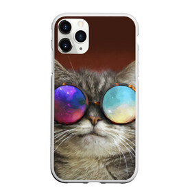 Чехол для iPhone 11 Pro Max матовый с принтом котейки в Кировске, Силикон |  | cat | взгляд | космос | кот | котик | очки