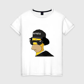 Женская футболка хлопок с принтом Springfield в Кировске, 100% хлопок | прямой крой, круглый вырез горловины, длина до линии бедер, слегка спущенное плечо | compton | hip hop | ice cube | nwa | rap | simpsons | голос улиц | комптон | рэп | хип хоп