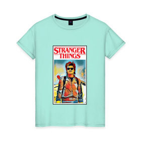 Женская футболка хлопок с принтом Stranger Things в Кировске, 100% хлопок | прямой крой, круглый вырез горловины, длина до линии бедер, слегка спущенное плечо | stranger things | очень странные дела