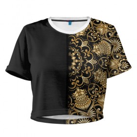 Женская футболка 3D укороченная с принтом Искусство Мандала в Кировске, 100% полиэстер | круглая горловина, длина футболки до линии талии, рукава с отворотами | абстракция | узор
