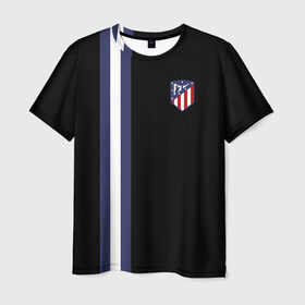 Мужская футболка 3D с принтом Атлетико Мадрид в Кировске, 100% полиэфир | прямой крой, круглый вырез горловины, длина до линии бедер | атлетико мадрид | эмблема