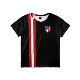 Детская футболка 3D с принтом Atletico Madrid Line Edition в Кировске, 100% гипоаллергенный полиэфир | прямой крой, круглый вырез горловины, длина до линии бедер, чуть спущенное плечо, ткань немного тянется | атлетико мадрид | эмблема