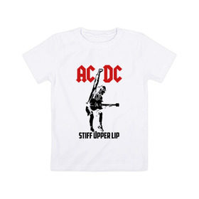 Детская футболка хлопок с принтом AC/DC stiff upper lip в Кировске, 100% хлопок | круглый вырез горловины, полуприлегающий силуэт, длина до линии бедер | ac dc | acdc | acdc ас дс | австралийская | ангус янг | асдс | блюз | группа | крис слэйд | метал | молния | музыка | музыканты | певцы | рок | рок н ролл | стиви янг | хард | хардрок | эксл роуз