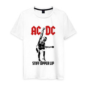 Мужская футболка хлопок с принтом AC/DC stiff upper lip в Кировске, 100% хлопок | прямой крой, круглый вырез горловины, длина до линии бедер, слегка спущенное плечо. | ac dc | acdc | acdc ас дс | австралийская | ангус янг | асдс | блюз | группа | крис слэйд | метал | молния | музыка | музыканты | певцы | рок | рок н ролл | стиви янг | хард | хардрок | эксл роуз